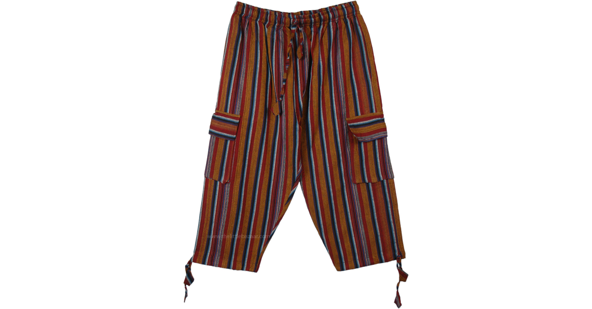 Mustard Light Cotton Capri Pants with Pockets | Bronze | Split-Skirts ...