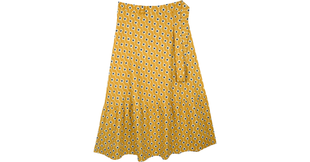 Deep Turmeric Yellow Plus Size Long Wrap Around Skirt | Yellow | Wrap ...