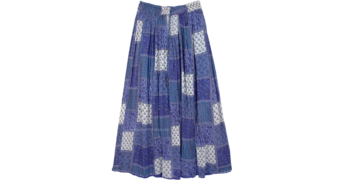 Egyptian Blue Boho Hippie Rayon Long Skirt | Blue | Floral, Printed ...