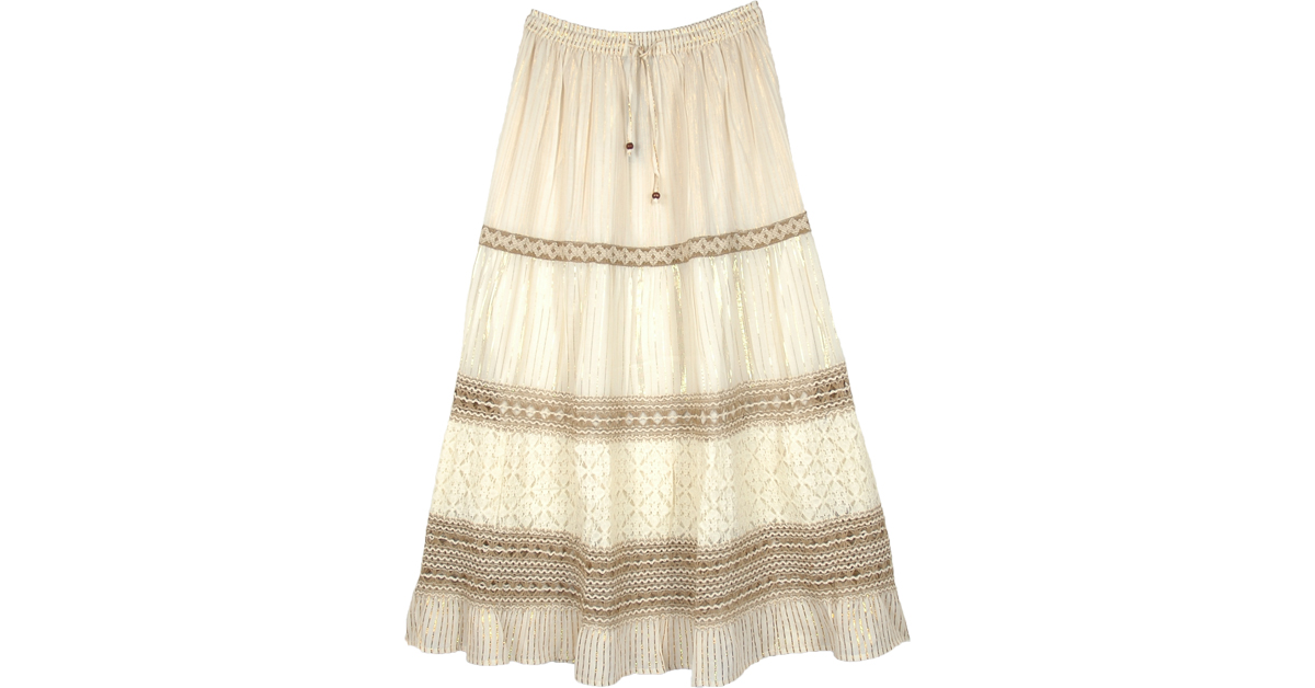 The Cleopatra Antique White Festive Skirt with Lace | White | XL-Plus ...