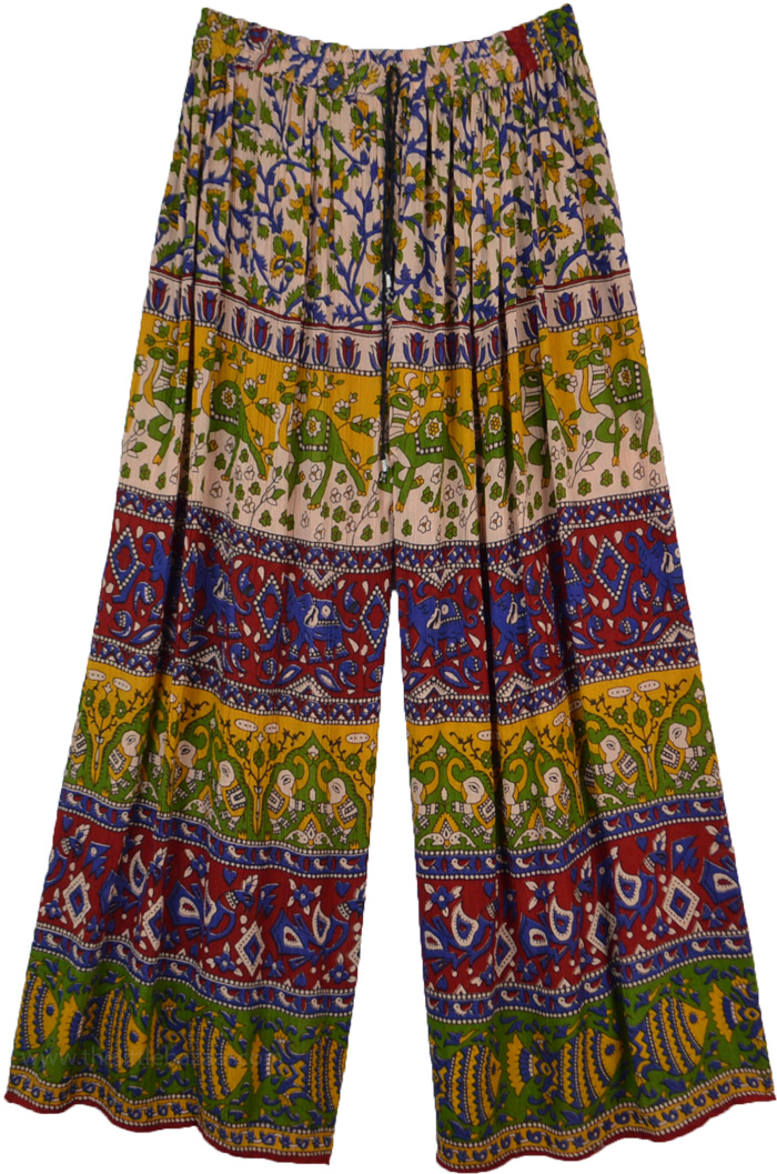 Ibiza Summer Palazzo Pants with Floral Print | Multicoloured | Split ...