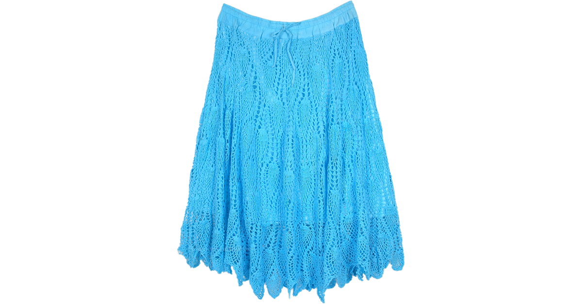 Blue Skies Plus Size Cotton Crochet Long Skirt | Blue | XL-Plus ...