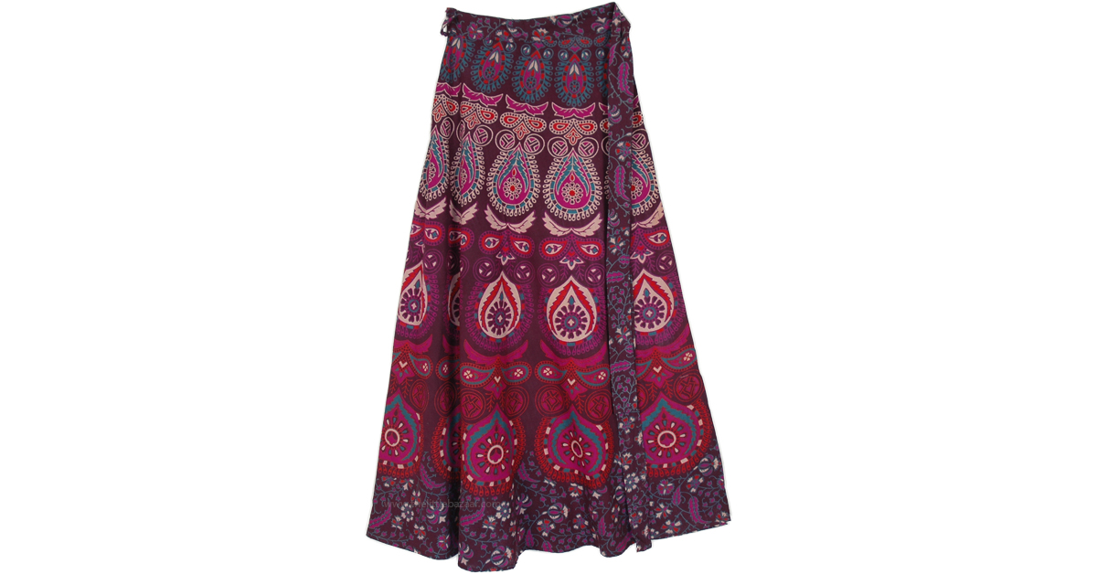 Harappan Magenta Wrap Style Skirt | Multicoloured | Wrap-Around-Skirt ...