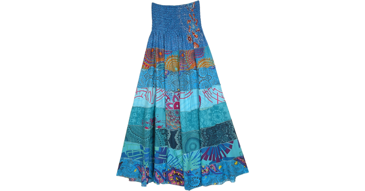 Blue Heaven Heavy Rayon Skirt Dress with Smocked Waist | Blue | Tiered ...