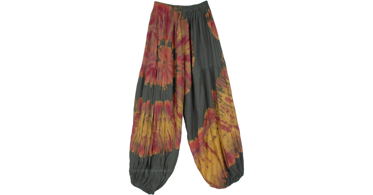 Phoenix Wings Military Green Tie Dye Harem Trousers | Green | Split ...