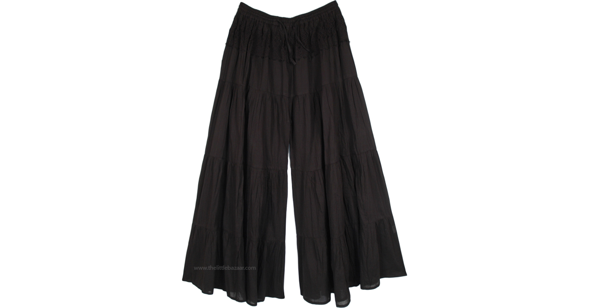 Ebony Dreams Wide Leg Palazzo Pants | Black | Split-Skirts-Pants ...