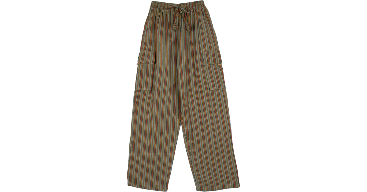 Green and Brown Jungle Book Striped Bohemian Pants | Green | Split ...