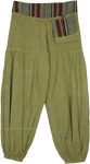 Olive Cotton Gypsy Harem Pants with Waist Pocket