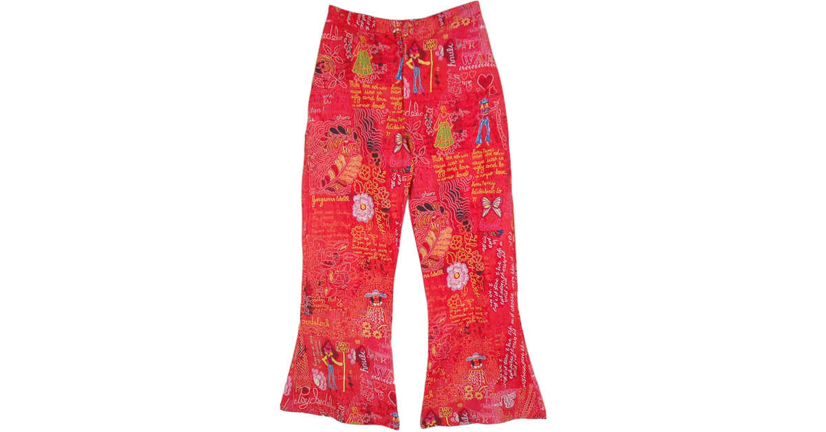 Hippie Scarlett Red Graffiti Pants