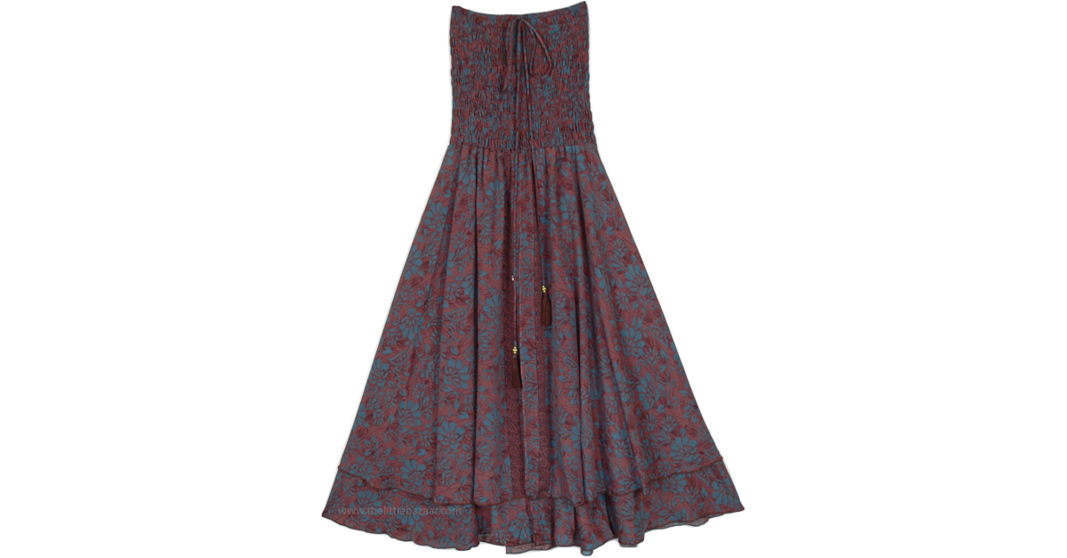 Pastel Palooza Sari Paneled Ruffled Boho Skirt, Multicoloured
