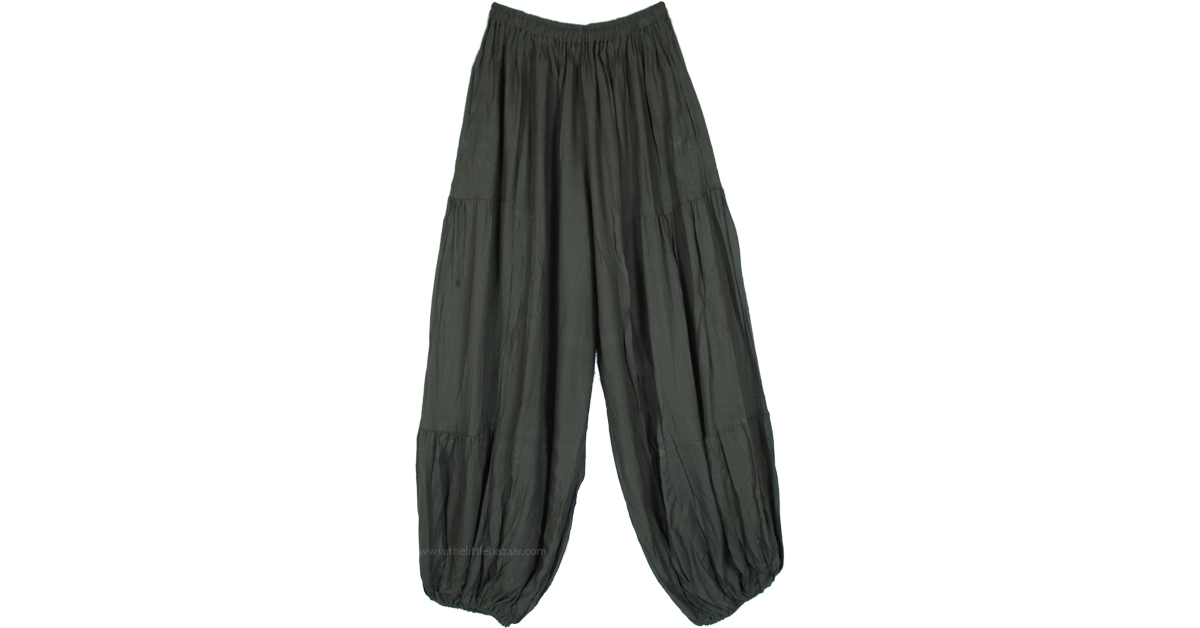 Mercury Green Solid Rayon Harem Trousers | Green | Split-Skirts-Pants, Yoga