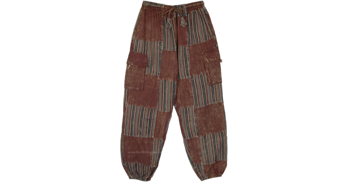 Brown Bronco Hippie Patchwork Harem Pants | Brown | Split-Skirts-Pants ...