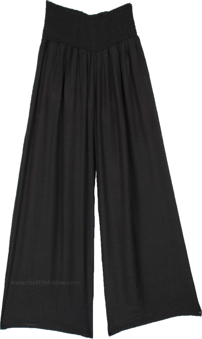 Soft Black Flowy Wide Leg Pants