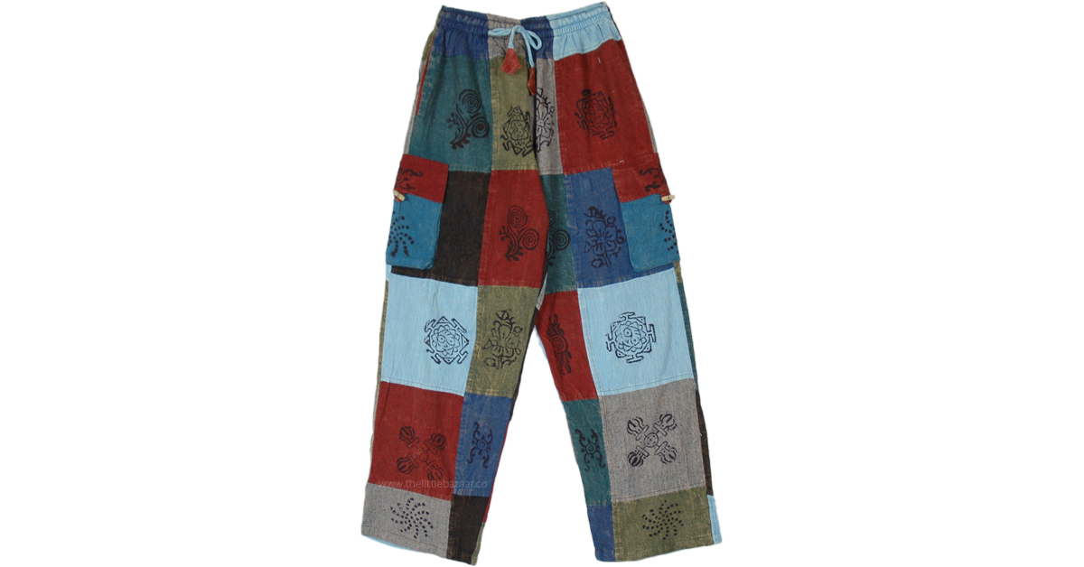 Portuguese Patchwork Pants with Hippie Stamps | Blue | Split-Skirts ...