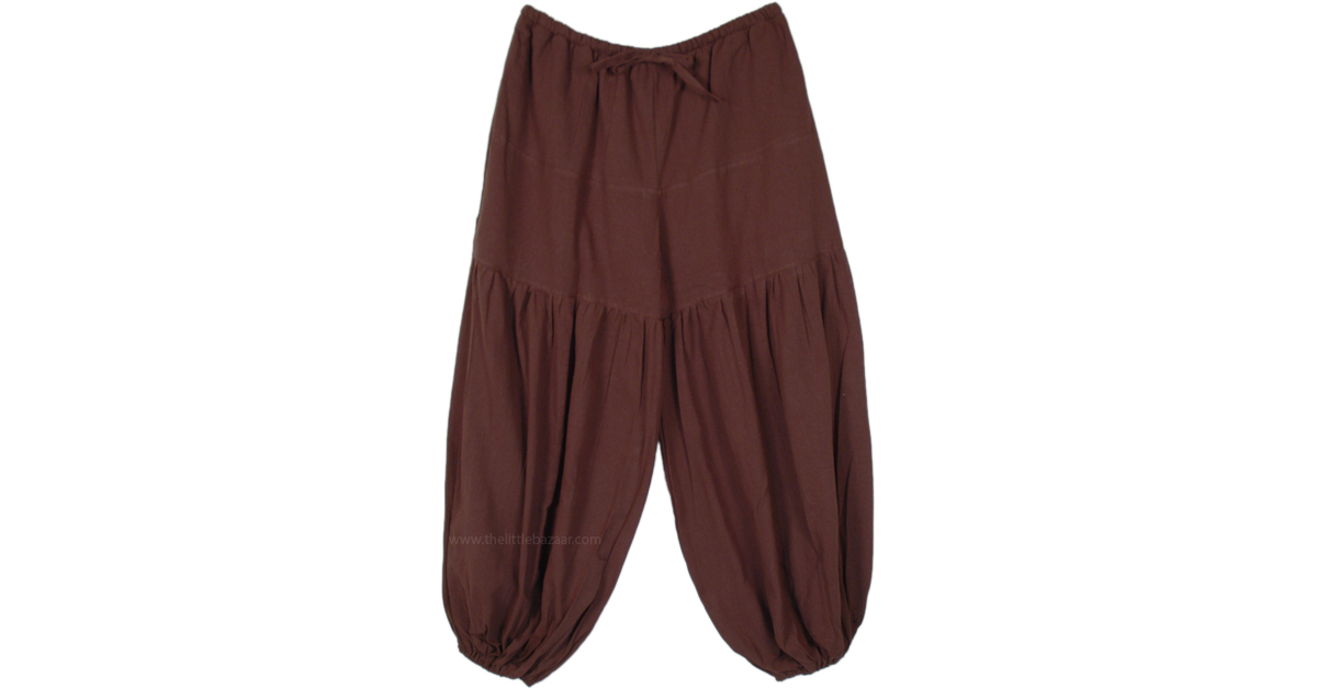 Brownie Natural Cotton Wide Harem Trousers | Brown | Split-Skirts-Pants ...