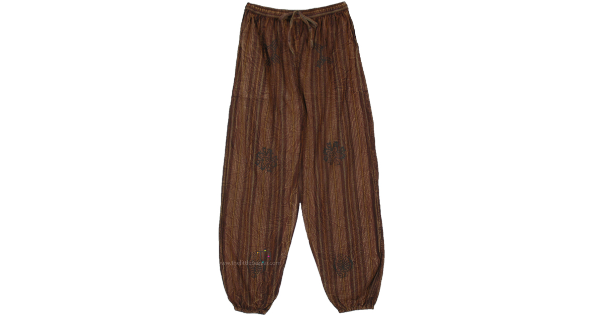 Striped Patchwork Harem Pants with Trendy Hippie Pockets