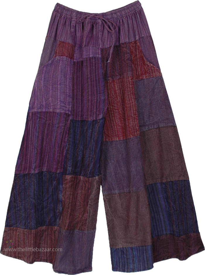 Purple Haze Stonewashed Patchwork Festival Pants