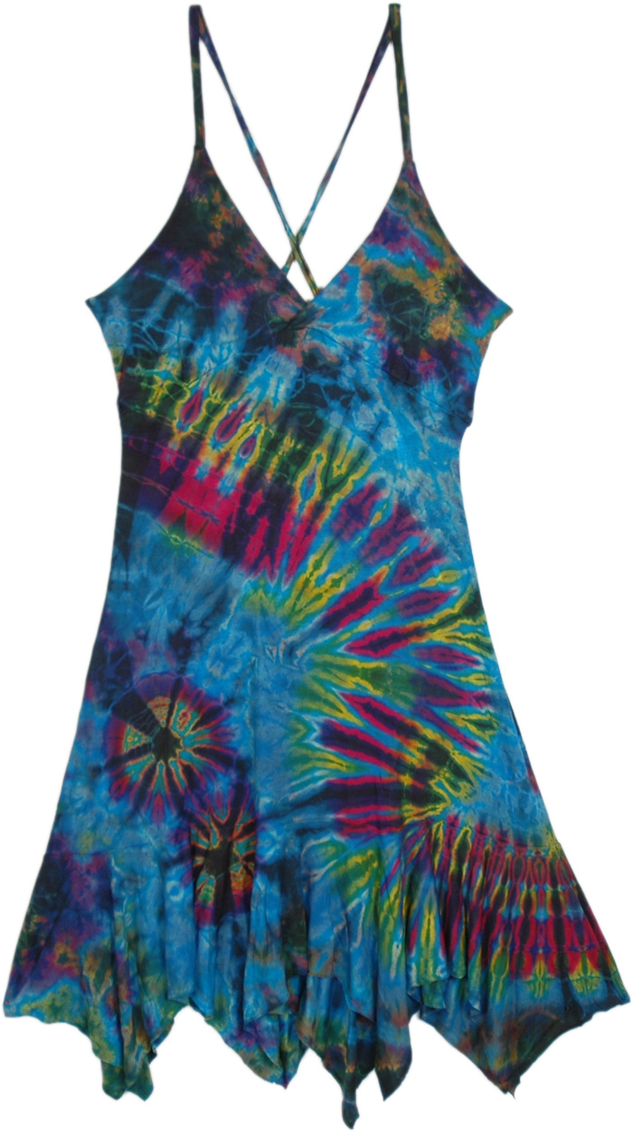 Teal Mud Tie Dye Soft Strappy Dress