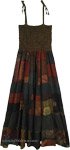 Smocked Boho Brown Patchwork Dress or Skirt [1777]