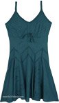 Tropical Teal Knee Length Cotton Sundress