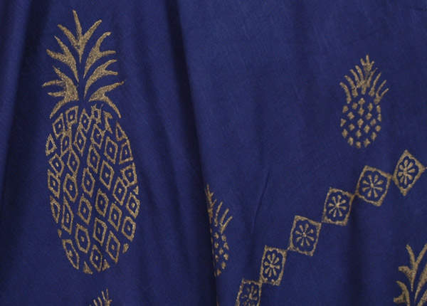 Golden Pineapple Beach Dress in Denim Blue