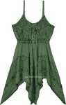 Green Embroidery Short Western Dress