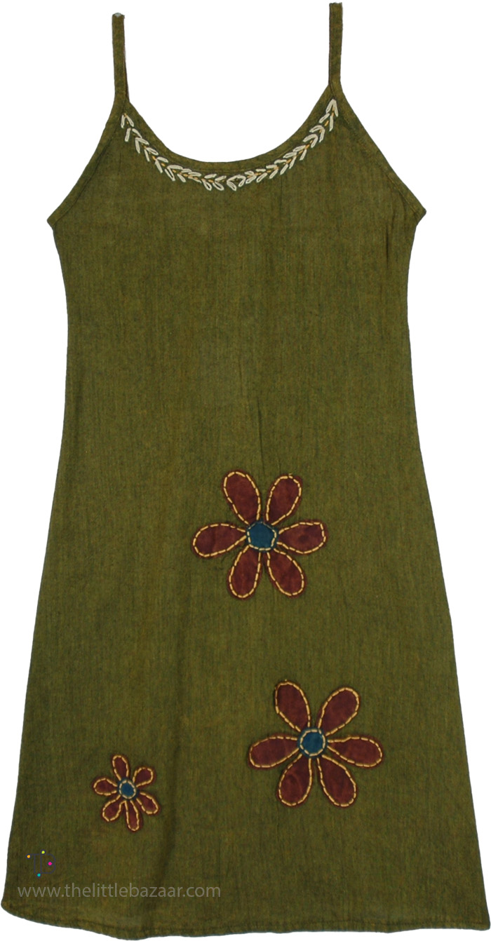 Olive Garden Applique Petals Cotton Sundress