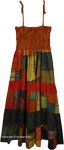 Smocked Boho Orange Patchwork Dress or Skirt [3965]