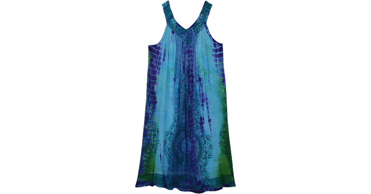 Queen Of Oceans Tie Dye Sleeveless Umbrella Dress | Dresses ...