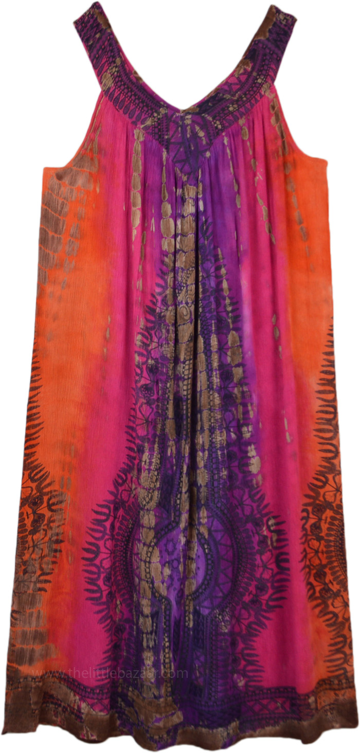 Passion Flames Tie Dye Sleeveless Umbrella Sundress | Dresses ...