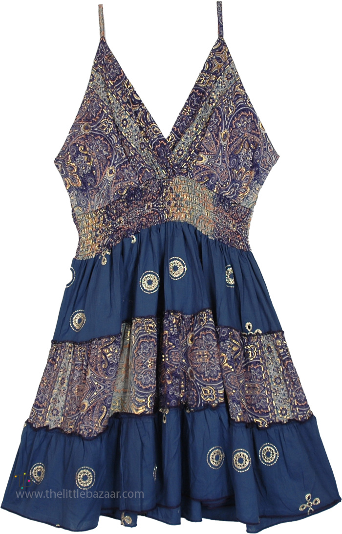 Nile Blue Tiered Sleeveless Baby Doll Mini Dress