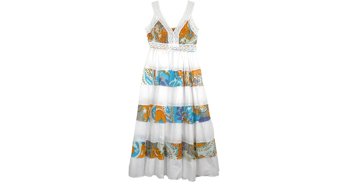 Boho Beach Tiered Long Dress Cotton White | Dresses | White ...
