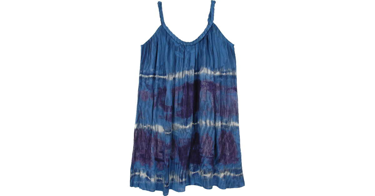 Tie Dye Exo-Space Blue Sleeveless Shift Dress | Dresses | Blue