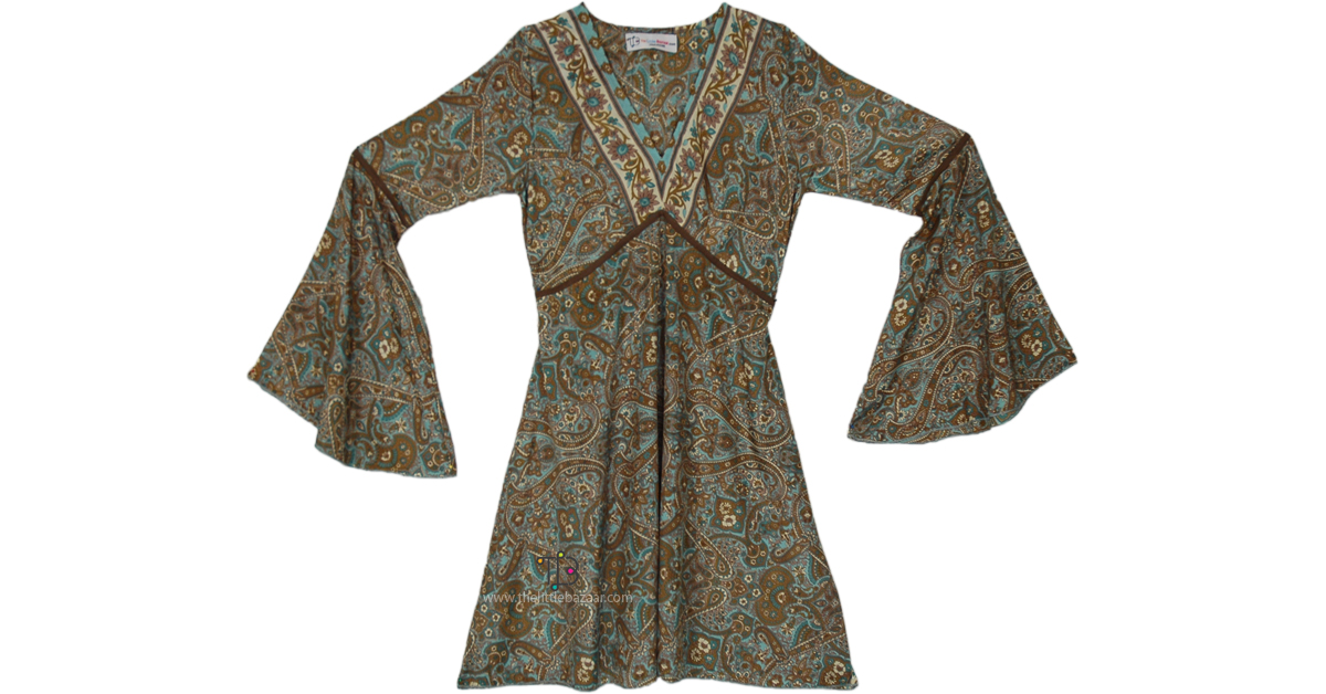 Paisley dress with bell sleeves best sale