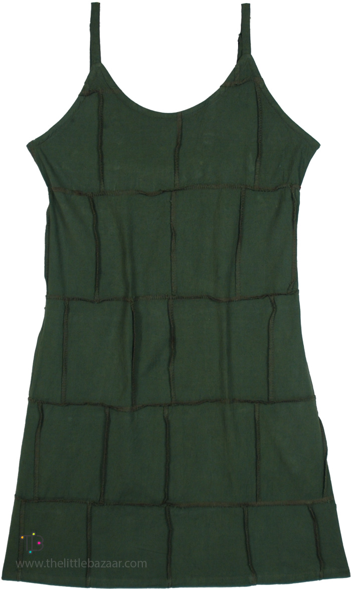 Zambian Emerald Patchwork Cotton Slip Dress