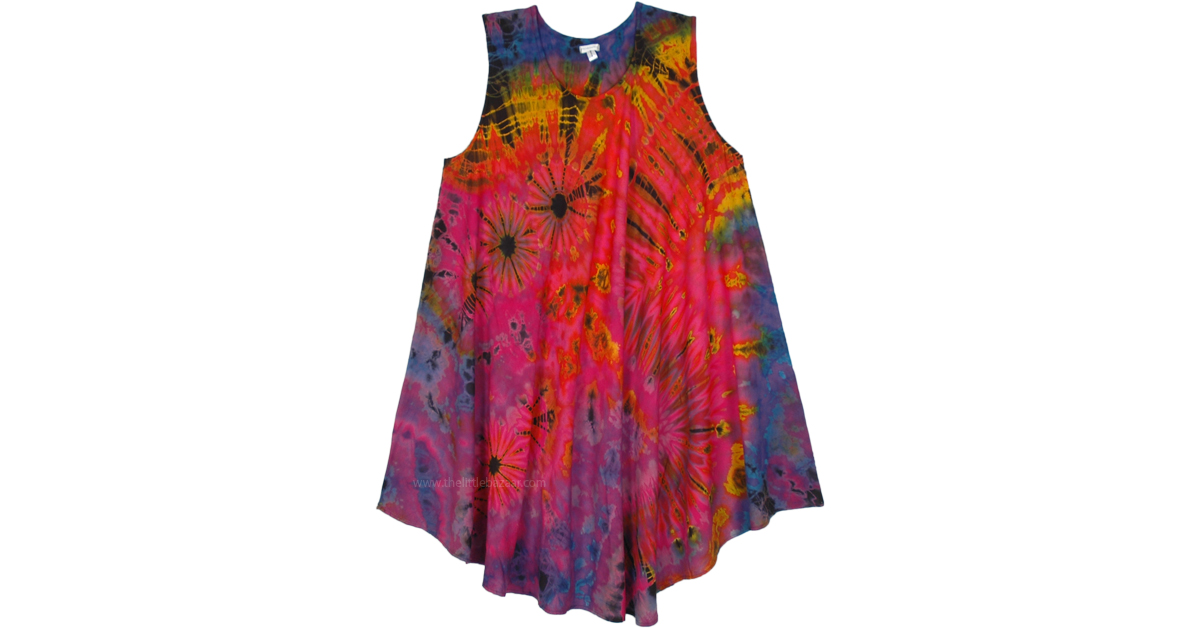 Free Size Trippy Tie Dye Sleeveless Umbrella Dress | Dresses | Purple ...
