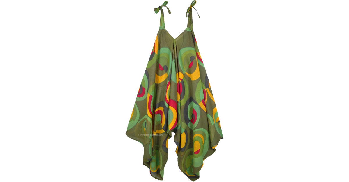 Cool Seaweed Green Cotton Jumpsuit Harem Style | Dresses | Green ...