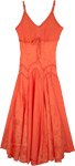 Rodeo Summer Sleeveless Dress in Orange with Vertical Tiers [7760]