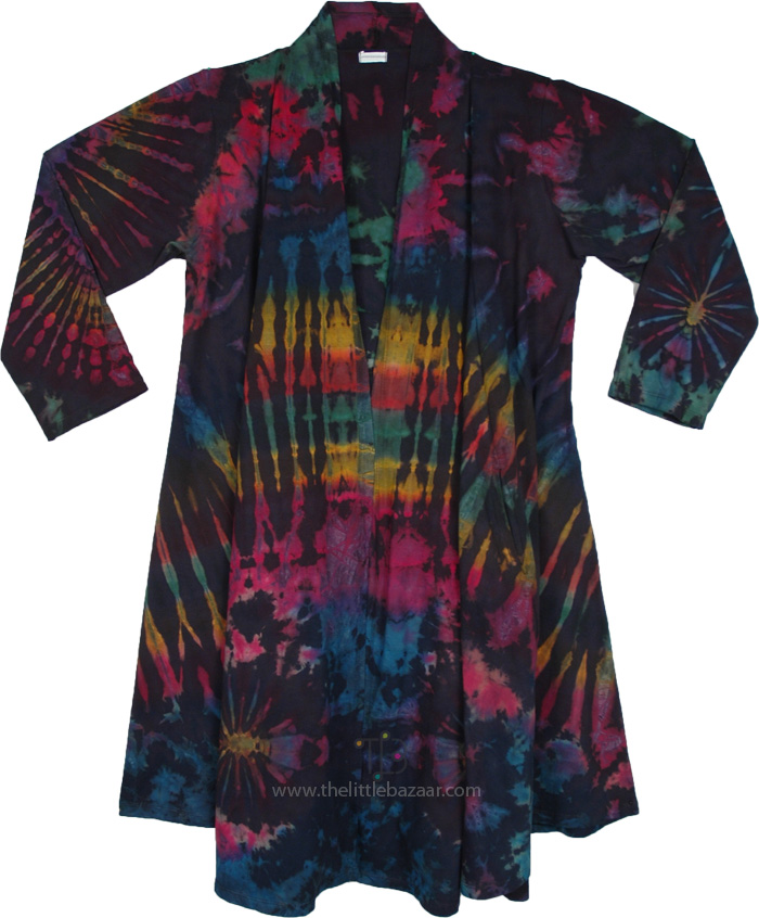 Midnight Multicolor Tie-Dye Cotton Duster