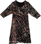 Boho Chic Tie Dye Black Red Dress [8019]