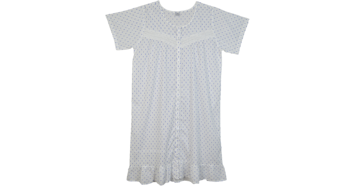 Swiss Dot Button Down Cotton Night Dress in White | Dresses | White ...