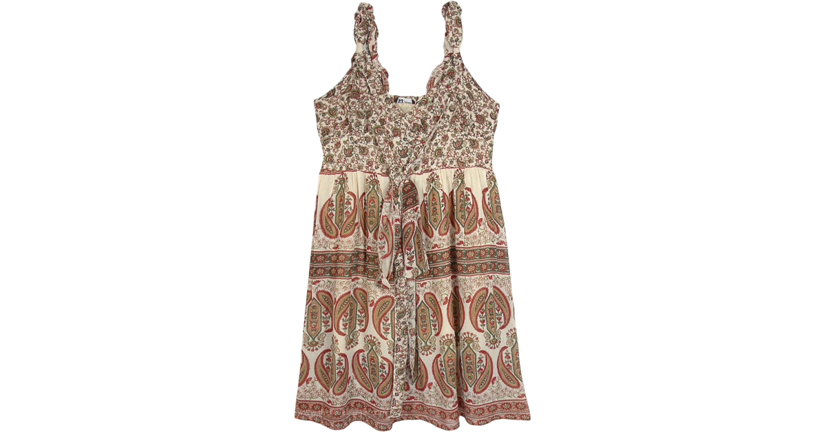 Beige Paisley Garden Printed Midi Dress | Dresses | Beige | Sleeveless ...