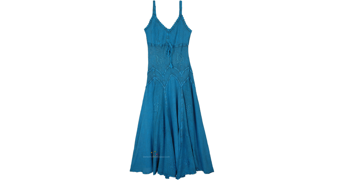 Real Teal Western Renaissance Maxi Dress | Dresses | Blue | Sleeveless ...