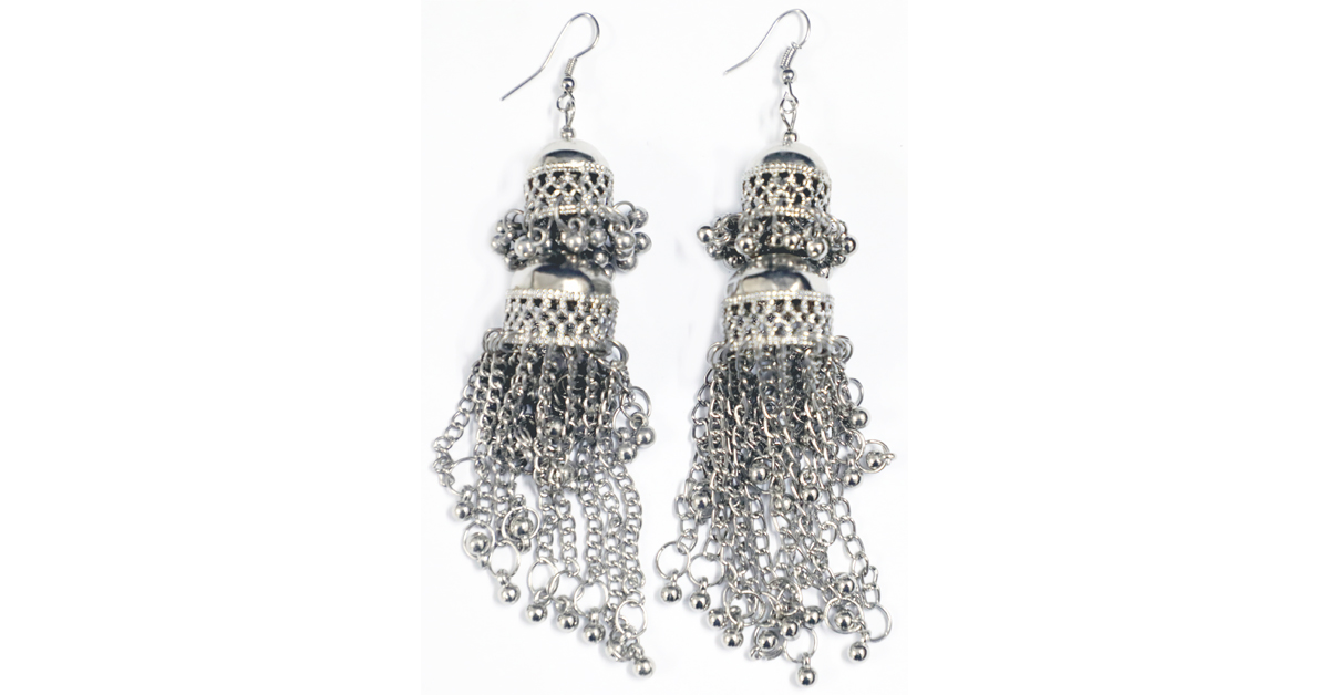 Traditional Umbrella Earrings with Dangles and Beads | Jewelry | Silver ...