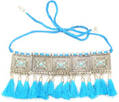 Turquoise Blue and Silver Alloy Choker