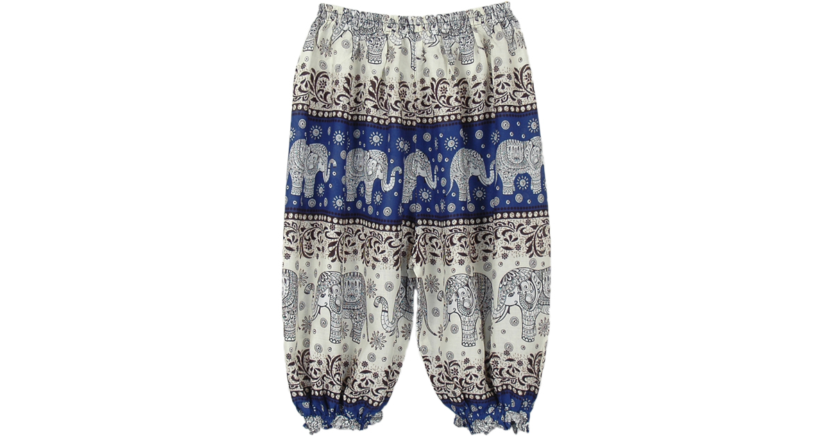 Elephant Print Hippie Harem Pants in Blue | Kids | Blue | Vacation, Beach