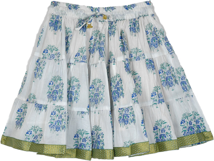 Floral White Short Summer Skirt For Little Girls | Short-Skirts | White ...