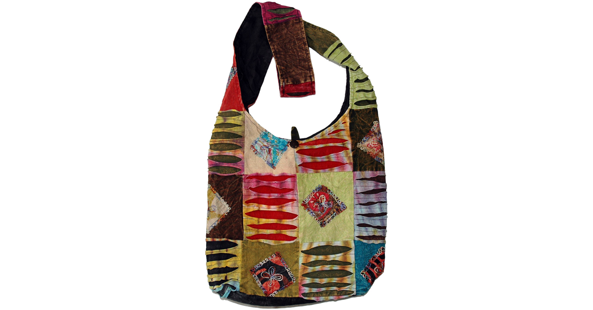 Fashionable Large-capacity Nylon Tie-dye Patchwork Shoulder Tote