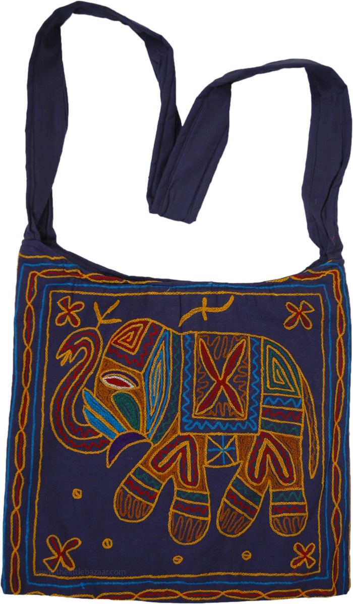 Navy Blue Elephant Bag Hippie Hobo Bag Sling Crossbody Bag 