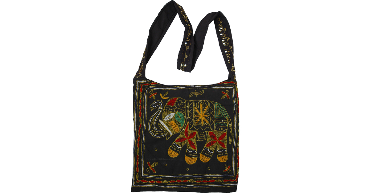 Boho, Bags, Boho Indian Embroidered Green Tote Shoulder Bag Elephant  Unique Festival 7x1x0